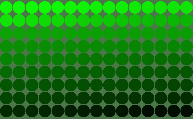 a-series-of-135-green-dots-slowly-transition-from-bright-green-to-black