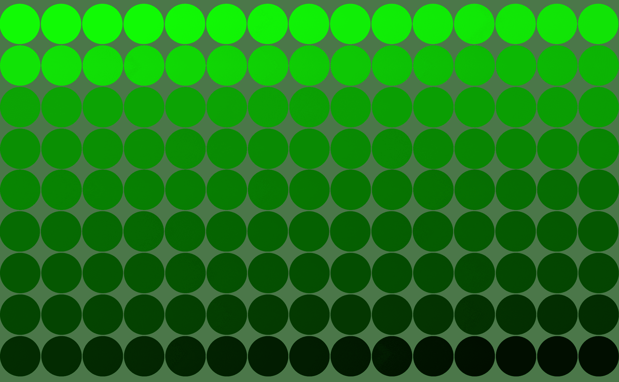 a-series-of-135-green-dots-slowly-transition-from-bright-green-to-black