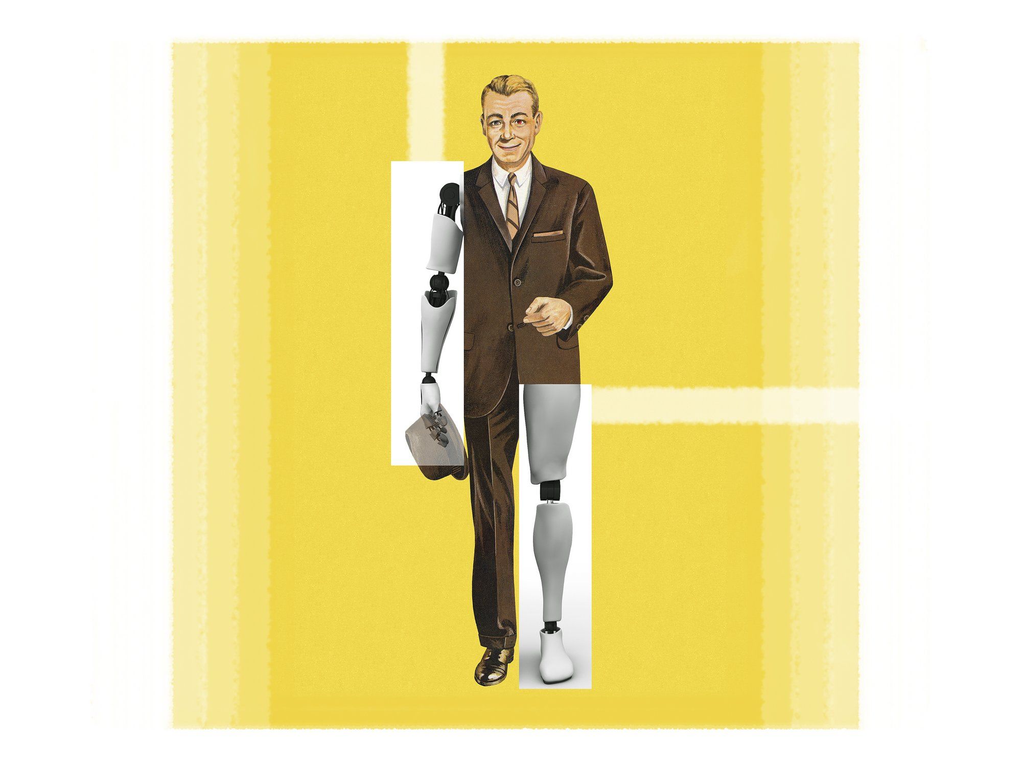 illustration-of-a-1950s-businessman-with-modern-robotic-limbs-collaged-over-his-arm-and-leg